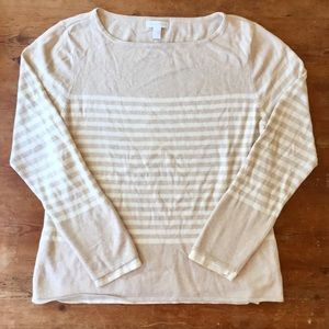 Charter Club Beige Striped Boat Neck Sweater Large